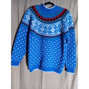 Vintage Knit Stitches shetland wool sweater size M oversize winter theme